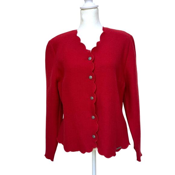 Geiger Collection Red Wool Cardigan Jacket - Size 40 (US 10) - Picture 1 of 7